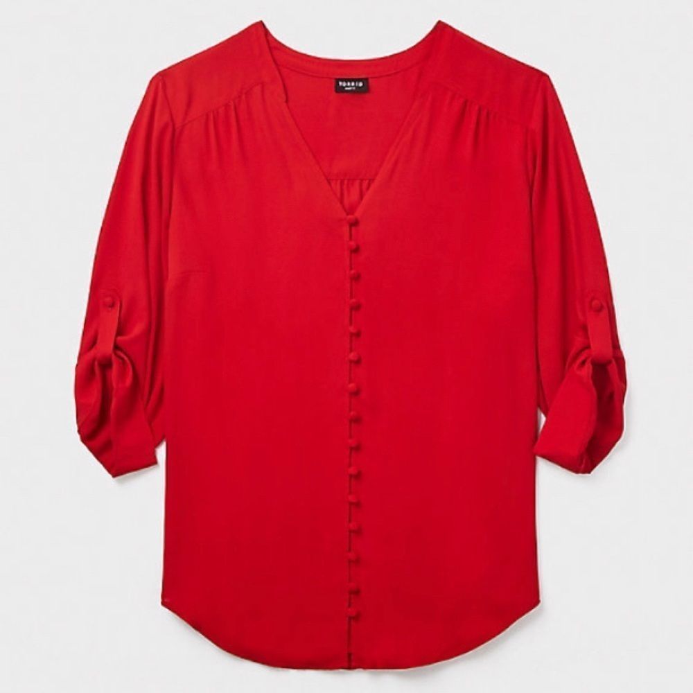 Torrid Harper - Red Georgette Button-Loop Blouse - image 4